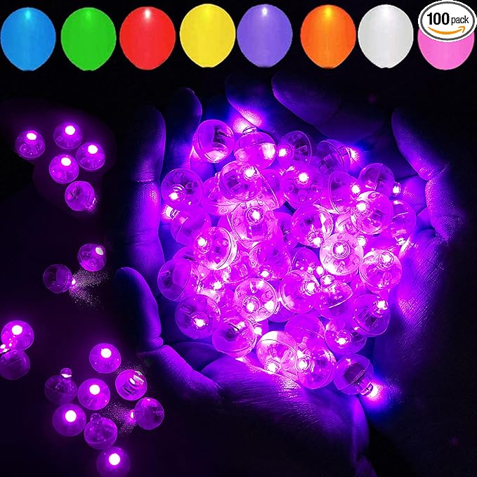 100pcs Pink LED Balloon Light, Mini Tiny Led Light Round Led Ball Lamp for Paper Lantern Balloon Indoor Outdoor Party Event Birthday Party Wedding Decoration Supplies