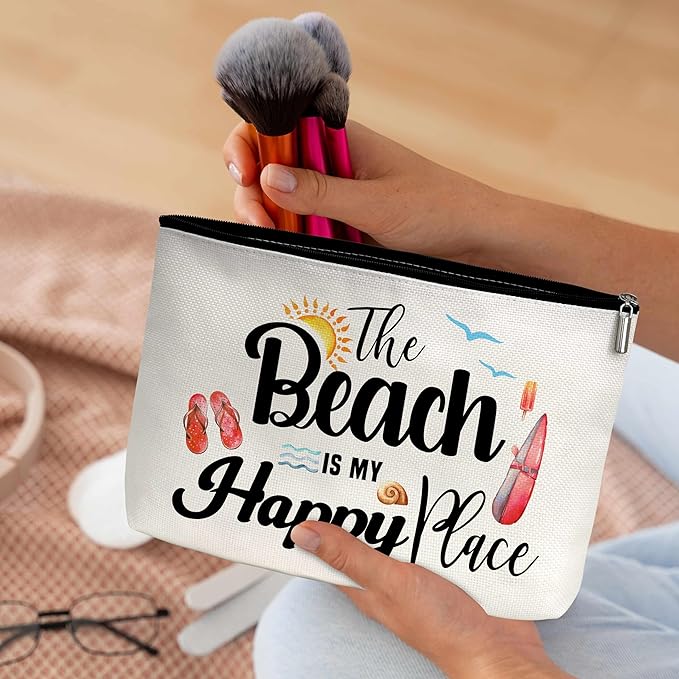 Summer Cosmetic Bag, Cruise Gift Makeup Bag with Zipper for Toiletry Bag Accessories, Beach Lover Gifts for Women Girls Birthday- B05