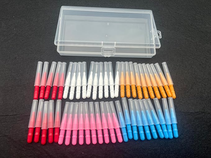50 Count Interdental Brush,Toothpicks Tooth Flossing Head Oral Dental Hygiene Brush,Teeth Cleaner Dental Floss Stick Tooth Cleaning Tool