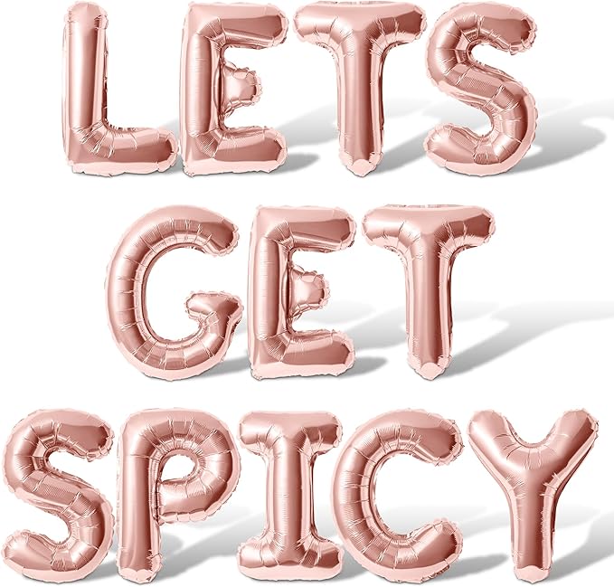 Letter Balloons - LETS GET SPICY 16" Inch Alphabet Letters Foil Mylar Balloon Bachelorette Party Banner (Rose Gold)