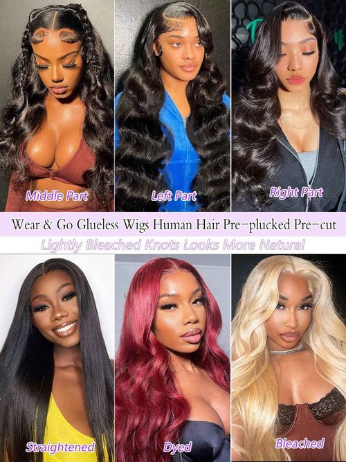 Tahikie Glueless Wigs Human Hair Pre Plucked Pre Cut 220% Density 18 Inch 5x5 HD Lace Closure Wigs Human Hair Body Wave Lace Front Wigs for Beginners Ready to Go Wig Natural Color
