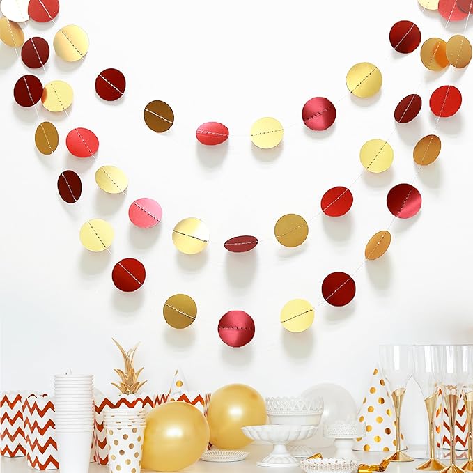 Cheerland Red and Gold Party Decorations Valentines Backdrop Gold Party Decorations Birthday Scarlet Maroon Hanging Garlands Celebration for Weddings Bridal Showers Lunar New Year Valentines