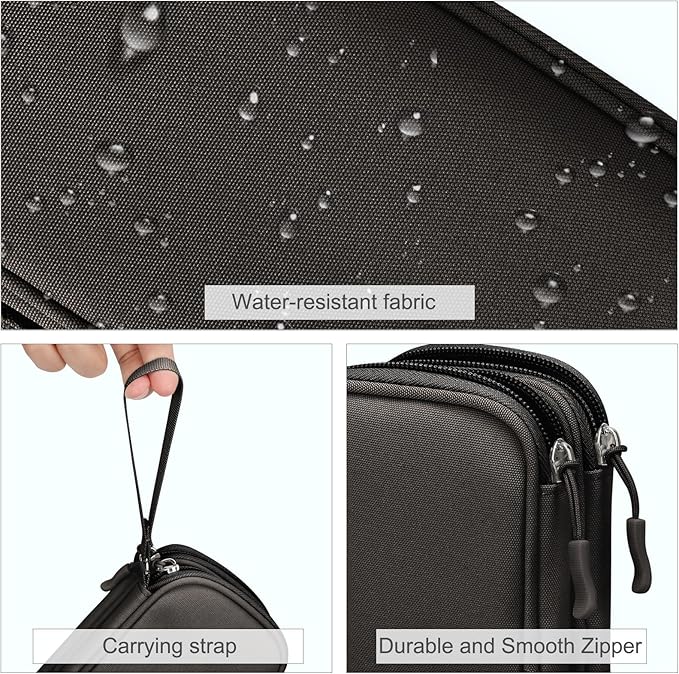 FYY Electronic Organizer, Travel Cable Organizer Bag Pouch Electronic Accessories Carry Case Portable Waterproof Double Layers All-in-One Storage Bag for Cable, Cord, Charger, Phone, Earphone Coffee