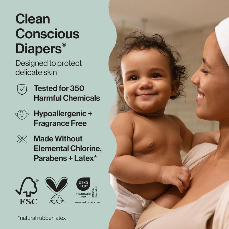 The Honest Company Comfort Dry Disposable Daytime Diapers for Sensitive Skin, Hypoallergenic, Beary Cool + Big Trucks, Super Club Box Size 6 (35 lbs), 68 Count