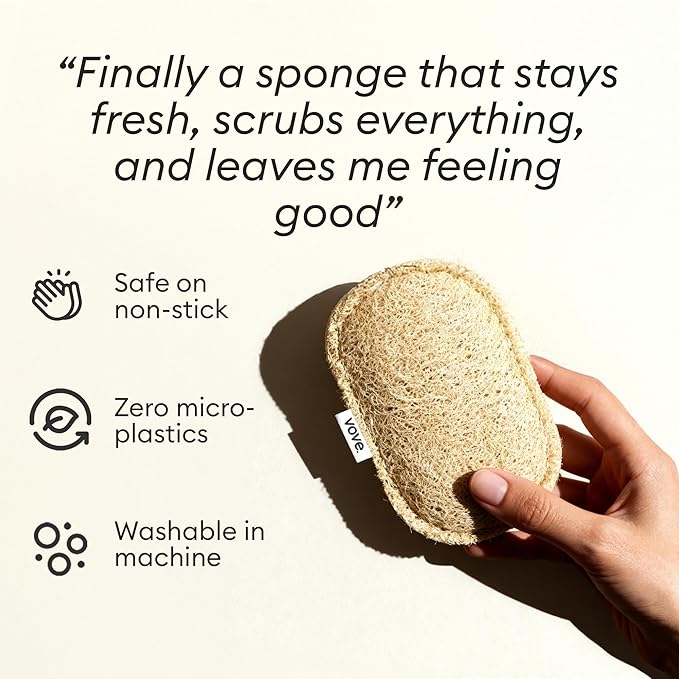Vove Scrub Sponges 4 Pack, Cellulose & Cotton with Natural Loofah, Eco-Friendly Loofah Dish & Kitchen Sponges, Bathroom Scrubbing Pads, FSC-Certified Packaging