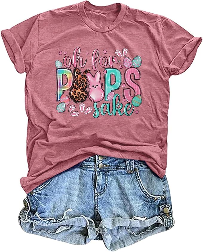 LAZYCHILD Women Easter Teacher Shirts: Funny Treat All with Kindness T-Shirt Bunny Rabbit Tee Tops