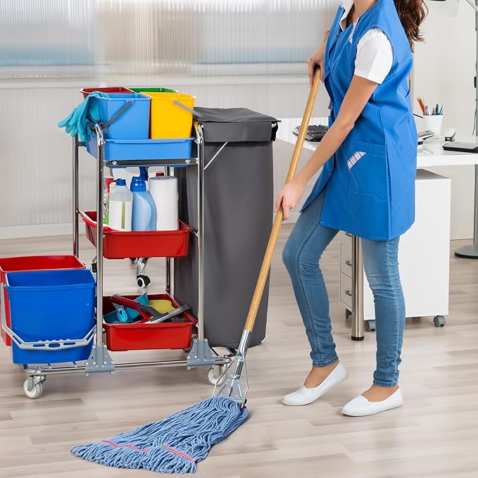 Matthew Cleaning 20oz Heavy Duty Mop Head Commercial Replacement for General and Floor Cleaning , Wet Industrial Blue Cotton Looped End String Head Refill (Case of 12) Blue
