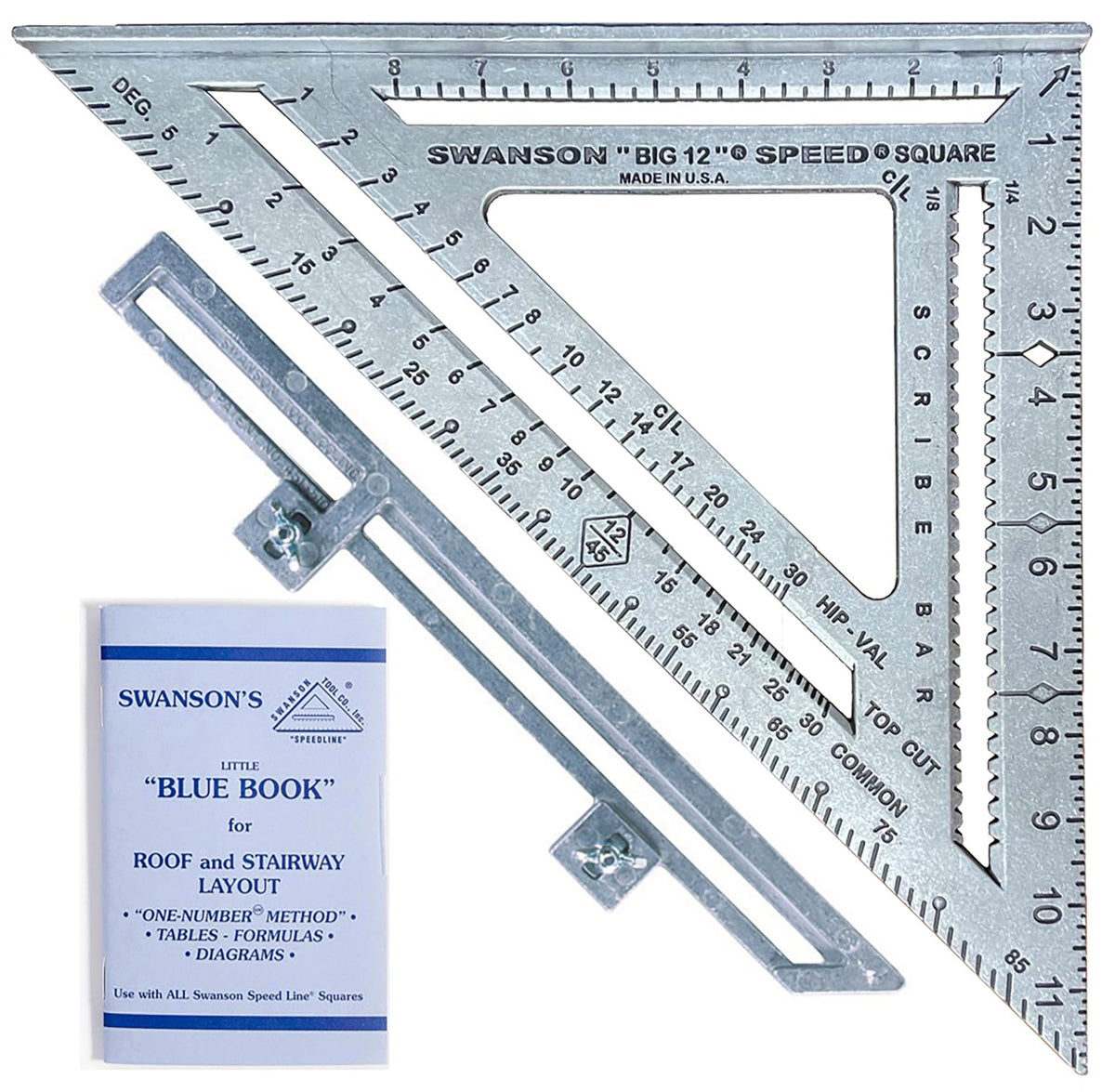 Swanson Tool Co S0107 "Big 12" 12-Inch Speed Square Layout Tool with Blue Book