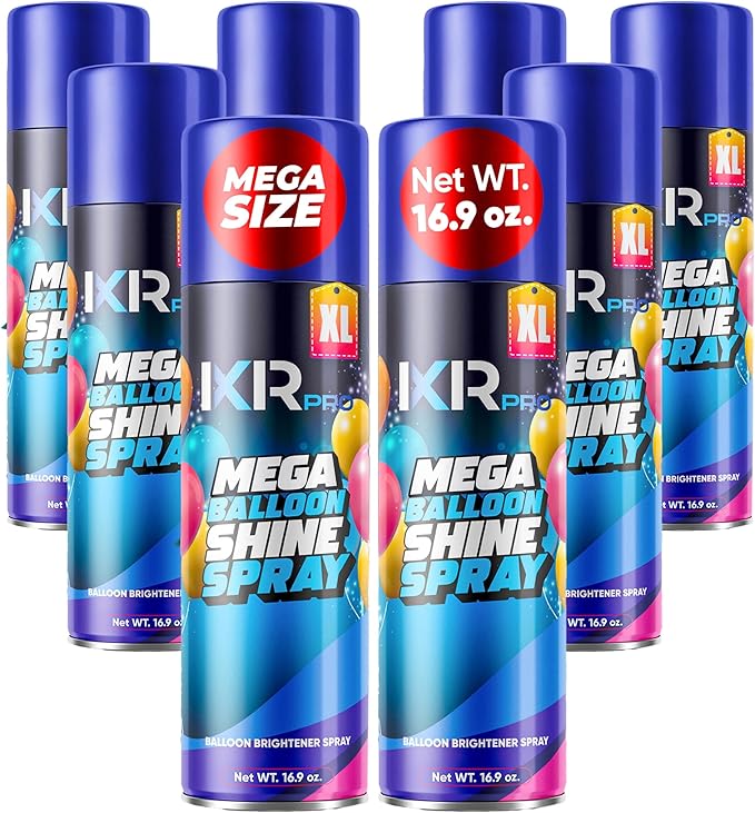 Balloon Shine Spray (8 x 16.9 oz) No Need Towel or Gloves, Instant High Shine Gloss Brite Balloons for Party Decoration for Ultra Lasting, Shine Balloon Spray Upgraded Formula