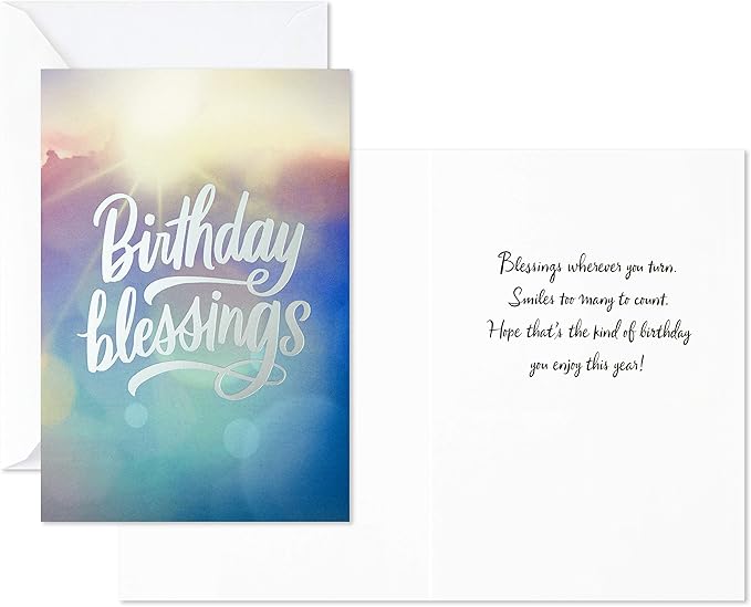 Hallmark Religious Birthday Cards Assortment (Birthday Blessings, 12 Cards and Envelopes)