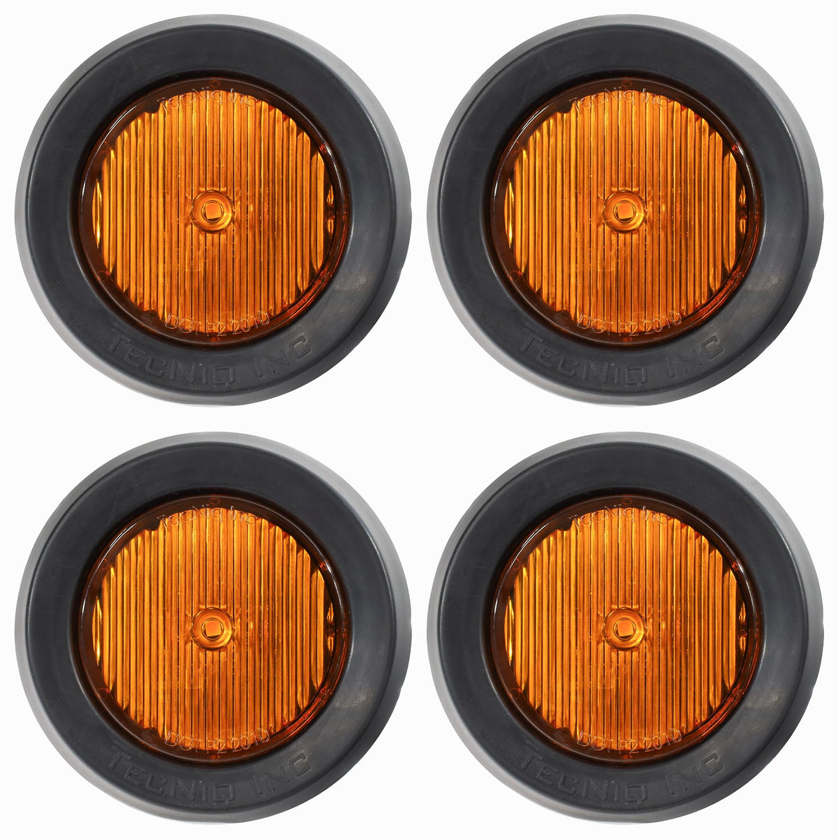 TecNiq S30-AA04-6 | 2 Round Amber LED Low-Profile Side Marker Light - Amber Lens, DOT Approved, IP68 Waterproof, Grommet Mount -