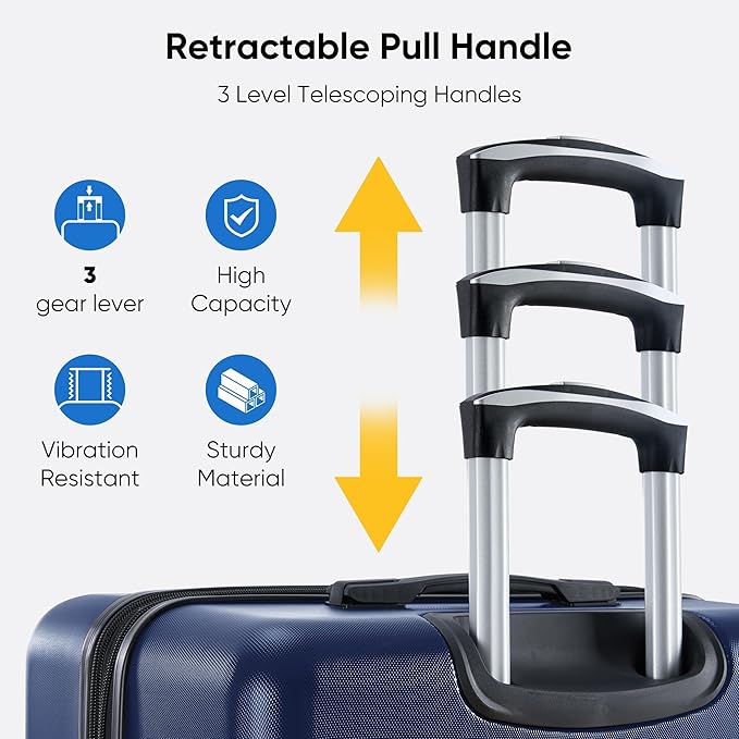 OLIXIS 24 Inch Luggage, Hardside Suitcase with Spinner Wheels, Lightweight ABS Hard Shell Checked Luggage, TSA Approved Lock, Expandable Medium Suitcase for Travel & Business–Blue