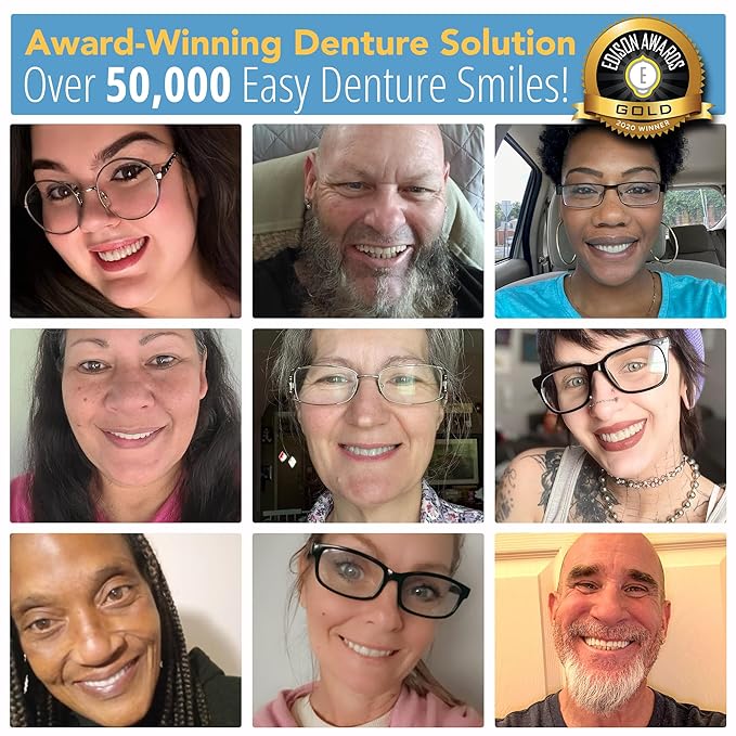 Boil-&-Bite Functional Denture, Self-fit at Home in Mins, Adjusts for Narrow or Wide Arches, Long-term or temporary Solution, Eat, Drink and Smile Confidently, Med/Large Denture, Lower