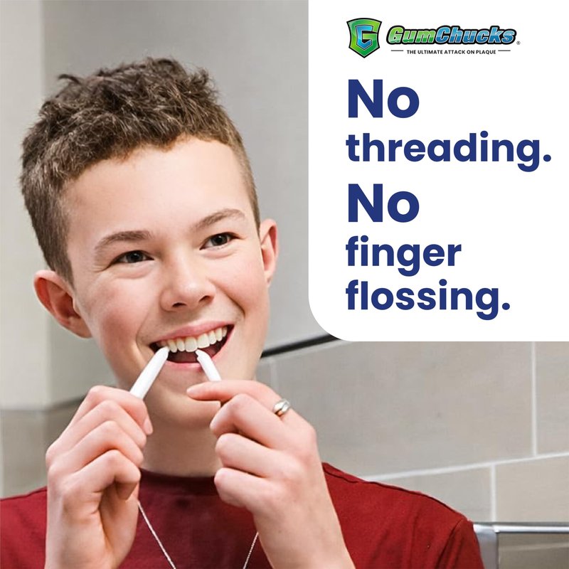 GumChucks Refill Tips - Floss Picks for Braces & Tight Teeth – Reusable Dual Handle Flosser – No Hands in Mouth - Easy for Kids, Adults & Seniors (90 Tips)