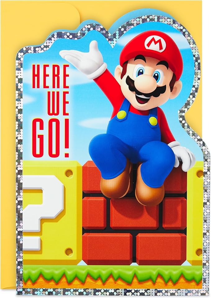 Hallmark Nintendo Super Mario Bros. Birthday Card (New Level of Fun) for Kids, Teens, Gamers