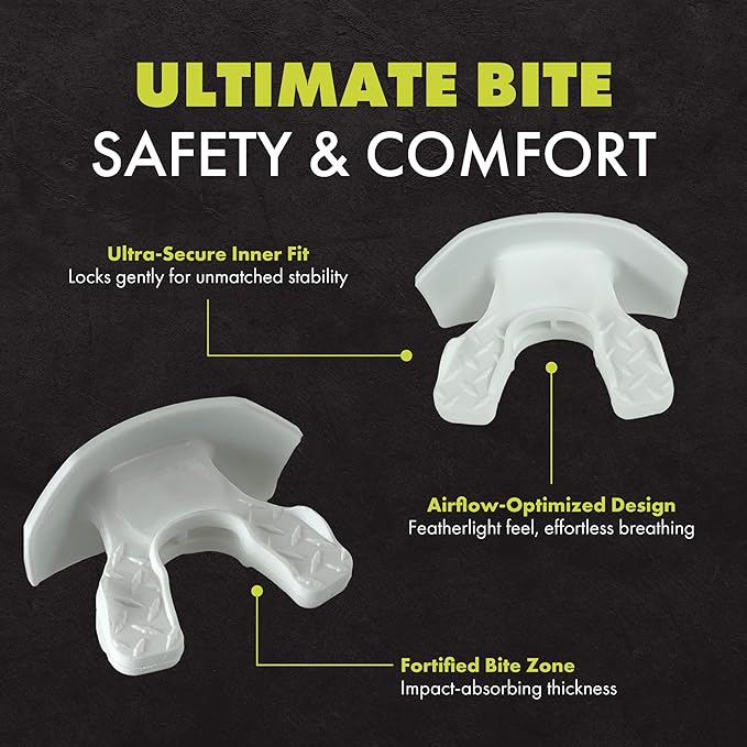 DAMAGE CONTROL Youth Football Mouth Guard – Breathable No Boil Mouthpiece, Protects Lips & Teeth, Works with Braces, Includes Helmet Strap – Sports Gear & Accessories (Blurr)