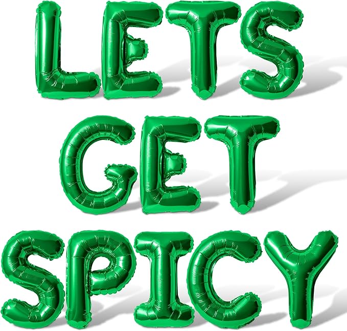 Letter Balloons - LETS GET SPICY 16" Inch Alphabet Letters Foil Mylar Balloon Bachelorette Party Banner (Green)