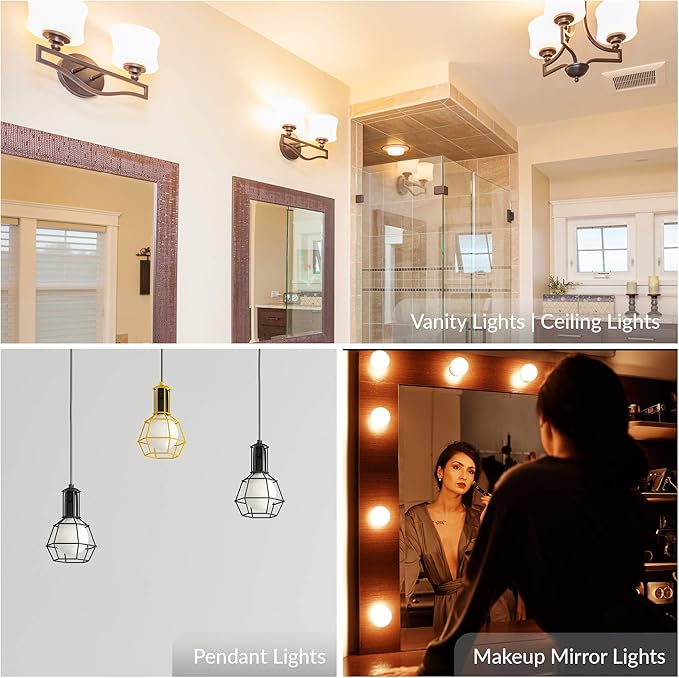 Simba Lighting LED Vanity Globe G25 (G80) Light Bulb for Bathroom, Makeup Mirror | Decorative White Frosted Cover, 8W, 60W Equivalent, 120V, Standard E26 Medium Base, Warm White 2700K, Pack of 3