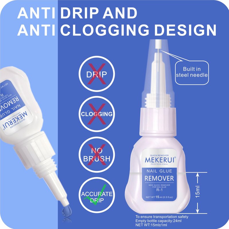 Mekerui(2 sets) New Upgrade Super Strong Nail Glue Gel and Quickly Glue Remover Set Press ons,G1 Long-lasting 30+ Days Without UV Light,R1 Dropper-type Easily Remove, Salon Professional