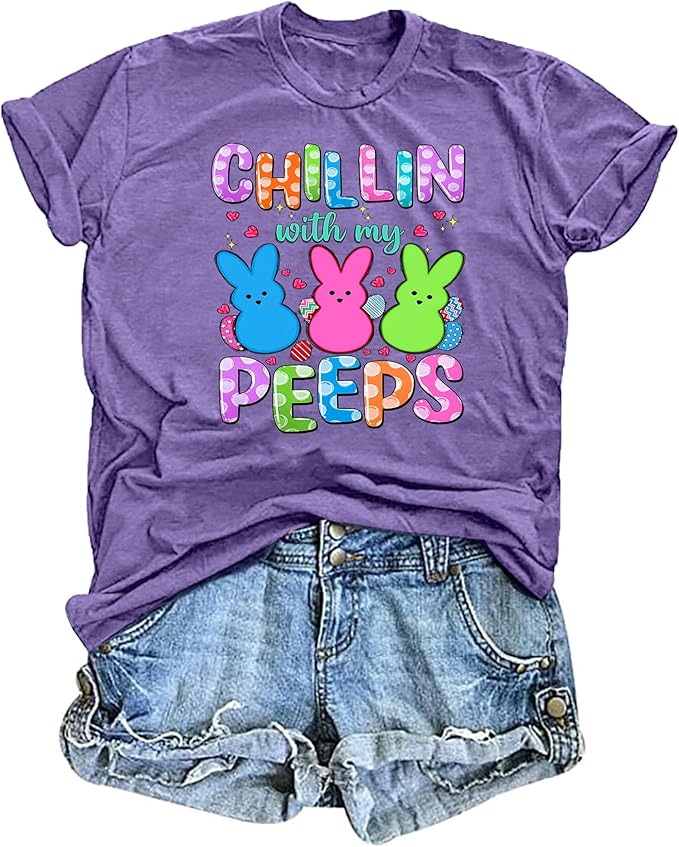 LAZYCHILD Women Easter Teacher Shirts: Funny Treat All with Kindness T-Shirt Bunny Rabbit Tee Tops