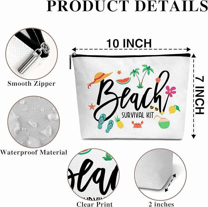 Summer Cosmetic Bag, Cruise Gift Makeup Bag with Zipper for Toiletry Bag Accessories, Beach Lover Gifts for Women Girls Birthday- B10