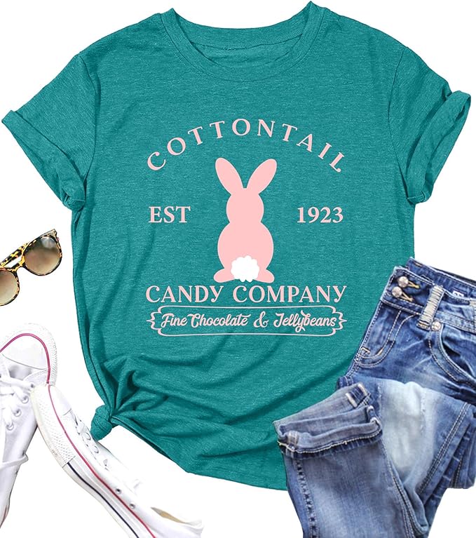 LAZYCHILD Women Easter Teacher Shirts: Funny Treat All with Kindness T-Shirt Bunny Rabbit Tee Tops