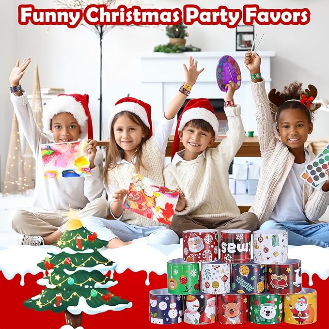 Christmas Slap Bracelets for Kids 36 PCS Christmas Party Favors for Kids Supplies Bulk Xmas Snap Bracelets Stocking Stuffers Goodie Bag Stuffers Classrooom Prizes Toys Gifts for Students Girls Boys