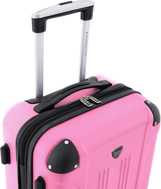 Travelers Club Chicago Hardside Expandable Spinner Luggages, Hot Pink, 20" Carry-On, HS-20720-EX-690N