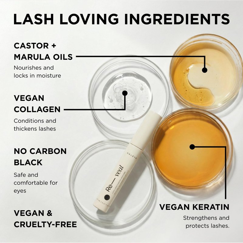HALEYS Re-veal Lash Extension Mascara – Lengthening, Curling, Defining Black Mascara for Short and Straight Lashes – Smudge Proof, Non-Clumping, No-Flake Formula for Fuller, Longer Lashes