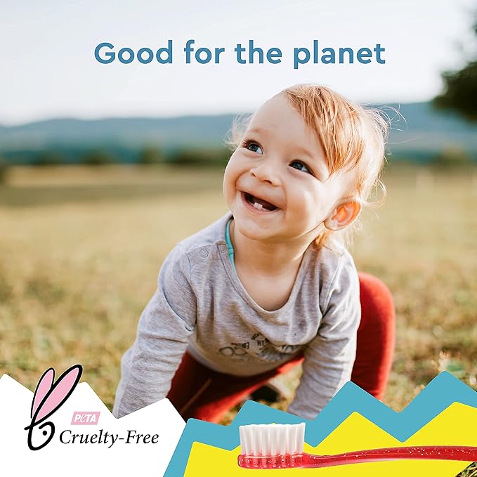 RADIUS Totz Toothbrush Extra Soft Brush BPA Free & ADA Accepted Designed for Delicate Teeth & Gums for Children 18 Months & Up - Green Sparkle - Pack of 1