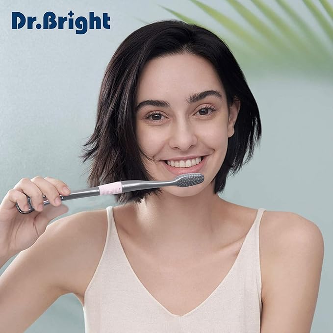 2IN1 Toothbrush Medium with Tongue Scraper, Medium Toothbrushes for Adults, Travel Toothbrushes with Ergonomic Handle, Assorted Colors, 6 Pack