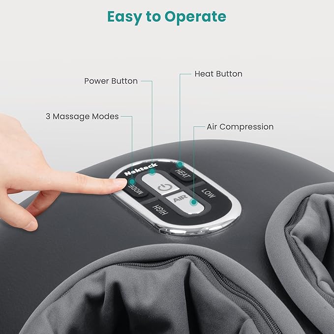 Nekteck Shiatsu Foot Massager with Heat [2026 Upgraded], FSA Eligible Deep Kneading Therapy Air Compression, HSA Feet Massage for Plantar Fasciitis, Improve Blood Circulation Foot Wellness Pain Relief