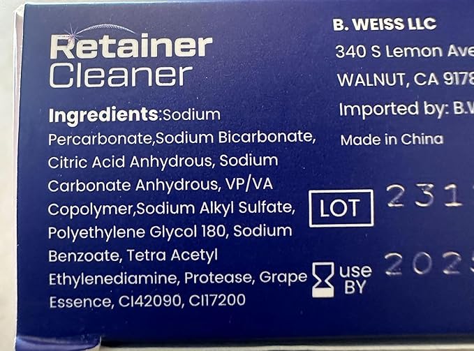 Weiss Naturals Retainer Cleaner Tablets, Invisalign Cleaner, Remove Stains, Odors & Plaque, PERSULFATE FREE Night Guard & Denture Cleaner 2-Month Supply, 60 Grape Scented Tablets