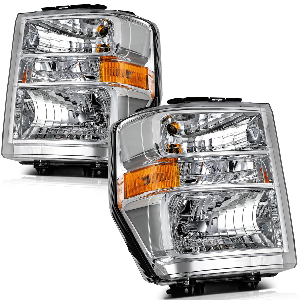 LBRST Headlights Fit 2008-2014 for E-150/250, 2008-2021 for E-350/450 Super Duty Driver & Passenger Side Headlight Assembly Chro