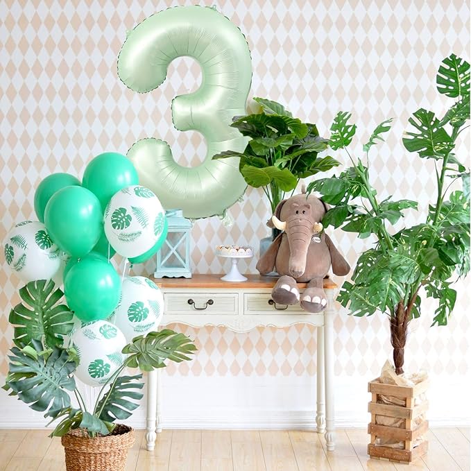 40 Inch Olive Green Large Number Balloons 0-9, Number 3 Balloons Foil Mylar Big Number Balloons, Helium Number Balloons Decorations For Birthday, Anniversary Events, Wedding Party