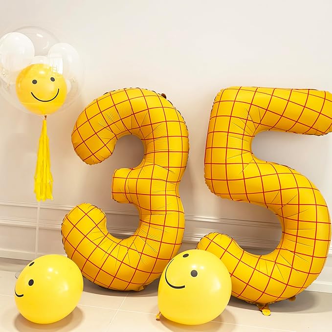 40-Inch Large Number Balloon Toy Inspired Story Matte Yellow Birthday Balloon Western Rodeo Party Supplies Boy Girl Story Anniversary Kids Birthday Party Cowboy Farm Themed Baby Welcome Decorations
