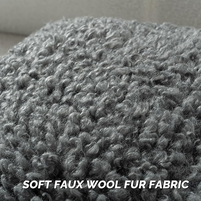 FUTEI Dark Grey Decorative Throw Pillow Covers 20x20 Inch Set of 2,Soft Fluffy Faux Wool Fur Boucle Textured Cushion Case,Modern Home Decor for Couch Bed Living Room Office