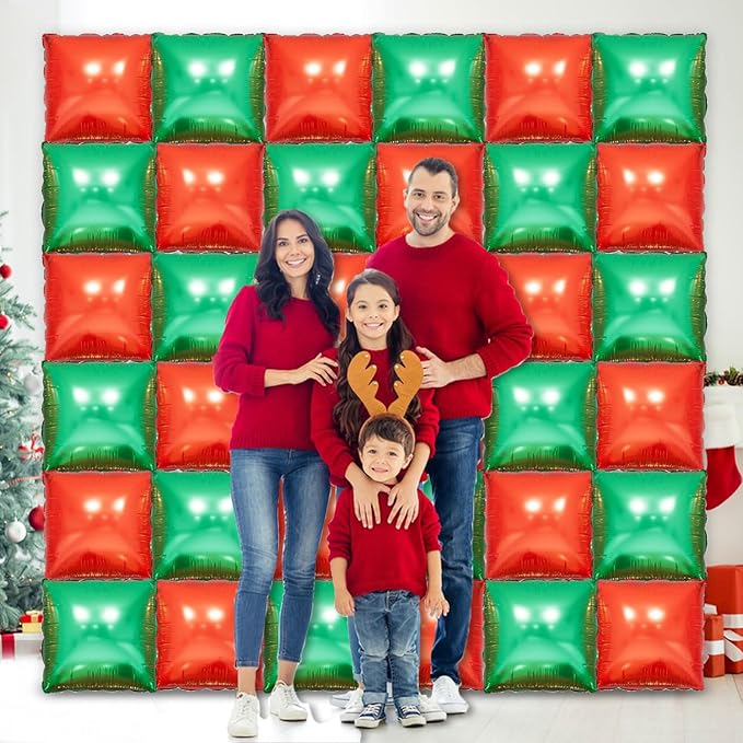 36 Piece XL Red Square Balloon Wall Screen Double Sided Square Balloon Screen Tunnel Arch Kit Mylar Square Balloons For Baby Shower Graduation Prom Birthday Party Decorations