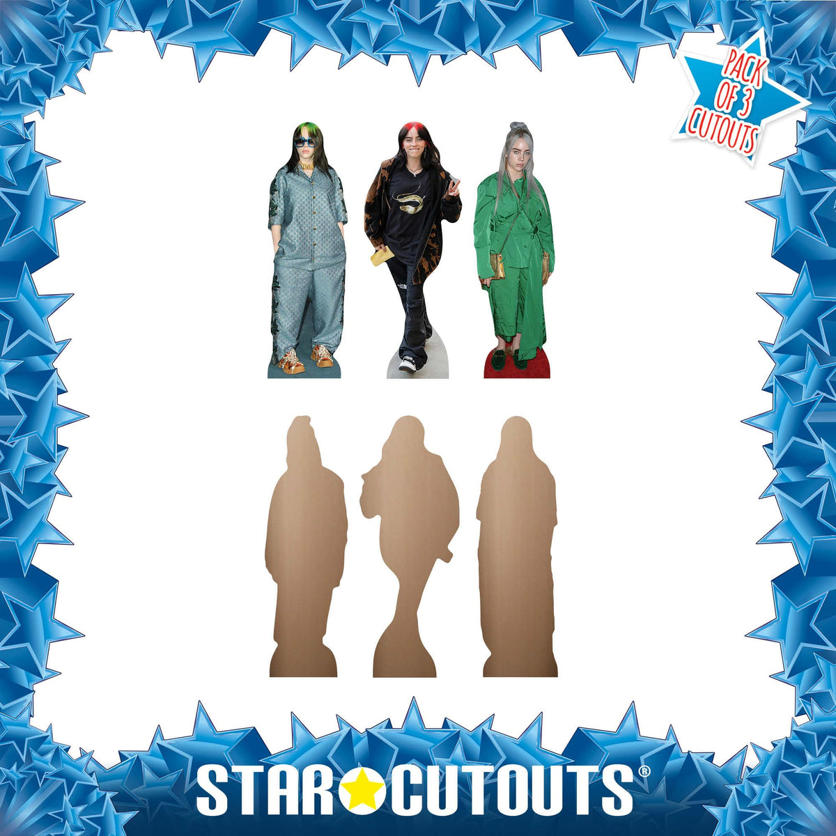 Star Cutouts CS1395 B Eilish Shelf Top Cardboard Cutout Pack – 31cm, Music Fans & Room Display