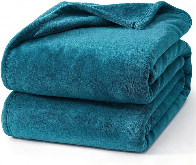 Hansleep Fleece Queen Blanket for Bed Fleece Teal, Queen Size Super Soft Flannel Fuzzy Plush Cozy Blanket for All Seasons, Teal, Queen 90x90 Inches