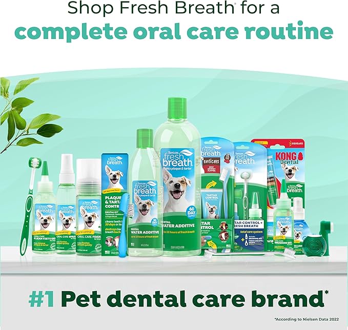 TropiClean Fresh Breath Advanced Whitening Water Additive for Dogs, Max Strength Dog Teeth Cleaning and Breath Freshener Solution, 33.8oz