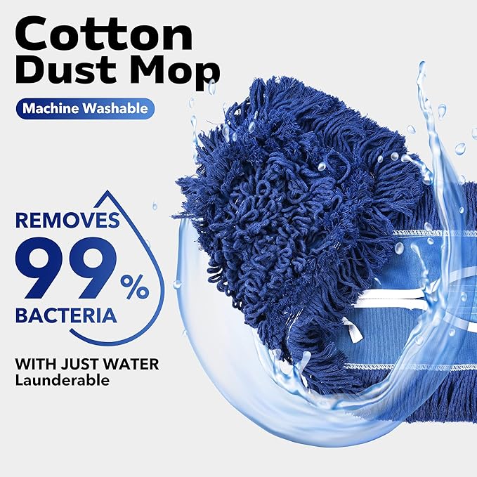 MATTHEW CLEANING 24'' Industrial Strength Cotton Dust Mop Refill Washable Replacement Heads For Residential & Commercial Use Fit Standard Dust Mop Frames, Hardwood, Laminate, Concrete Floors 1 Pack