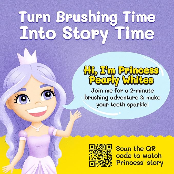 Kids Soft Bristle Princess Toothbrush for Ages 2+, Gentle and Cute Toothbrush for Children with Replaceable Brush Head, Ergonomic Handle Kids Brush for Teeth Care Ideal for Toddlers, Princess Design
