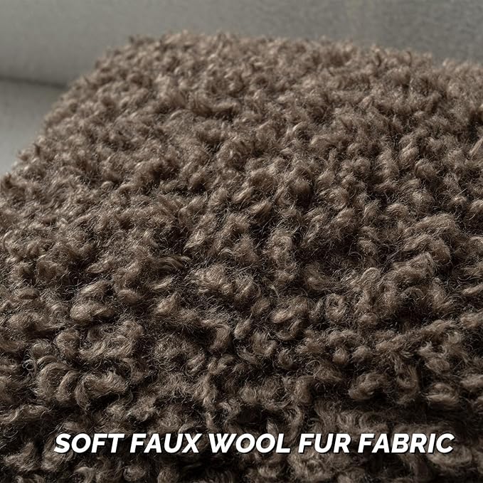 FUTEI Chocolate Decorative Throw Pillow Covers 18x18 Inch Set of 2,Soft Fluffy Faux Wool Fur Boucle Textured Cushion Case,Modern Home Decor for Couch Bed Living Room Office