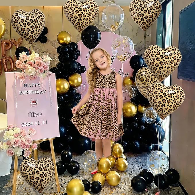 12 Pcs Leopard Print Heart Balloons 18 Inch cheetah Heart Shaped Foil Balloons for Valentine's Day Wedding Bridal Shower Engagement Birthday Party Camo Animal Jungle Party Supplies
