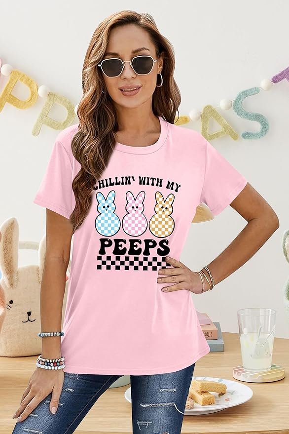 LAZYCHILD Women Easter Teacher Shirts: Funny Treat All with Kindness T-Shirt Bunny Rabbit Tee Tops