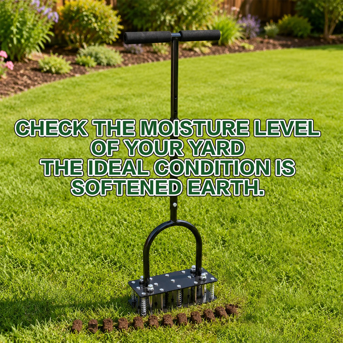 TreVark Lawn Aerator, Automatic Dirt and Leaf Clean Design, Heavy Duty Manual Lawn Aerator Tool with 15 Iron Spikes, Height Adjustable, Yard Grass Aerator for Lawn.