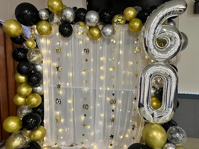 60 Balloon Number, Silver Number 60th Birthday Balloons 40 Inch, 60 Years Old Silver Birthday Decorations for Men Women, 60th Anniversary Decorations