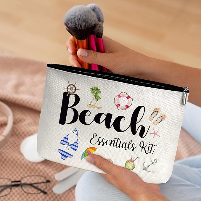Summer Cosmetic Bag, Cruise Gift Makeup Bag with Zipper for Toiletry Bag Accessories, Beach Lover Gifts for Women Girls Birthday- B13