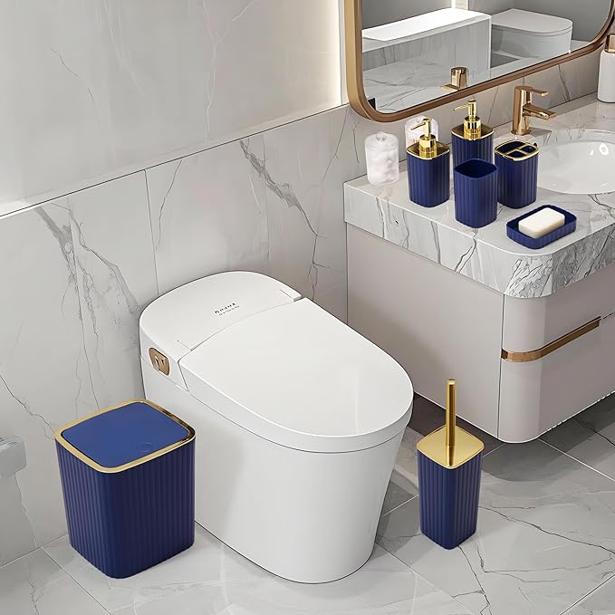 28PC Bathroom Set - Gorgeous Blue Bathroom Set, Bathroom Accessory Set, Blue Shower Curtain Set with 5PC Shower Shelves